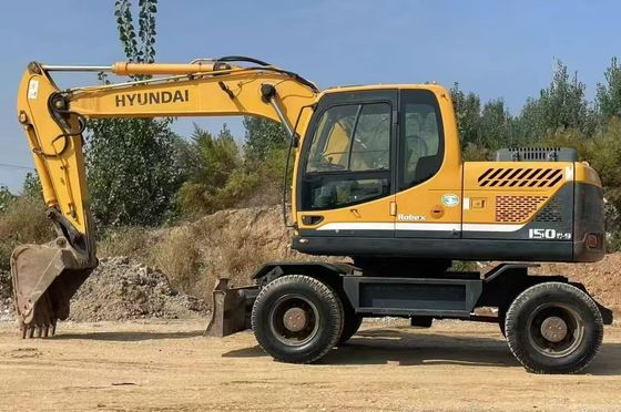 Hyundai R150W-9 Used Wheel Excavator 2015 High Precision For Building
